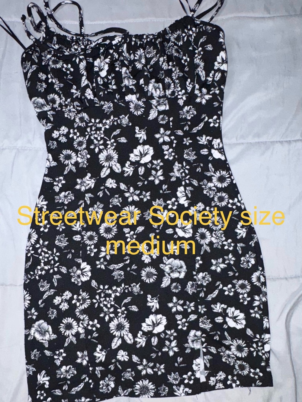 Streetwear Society Black & White Floral Mini Dress